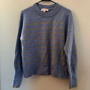 Philosophy MD Purple Periwinkle Light Heather Grey Stripped HeavyKnit Sweater